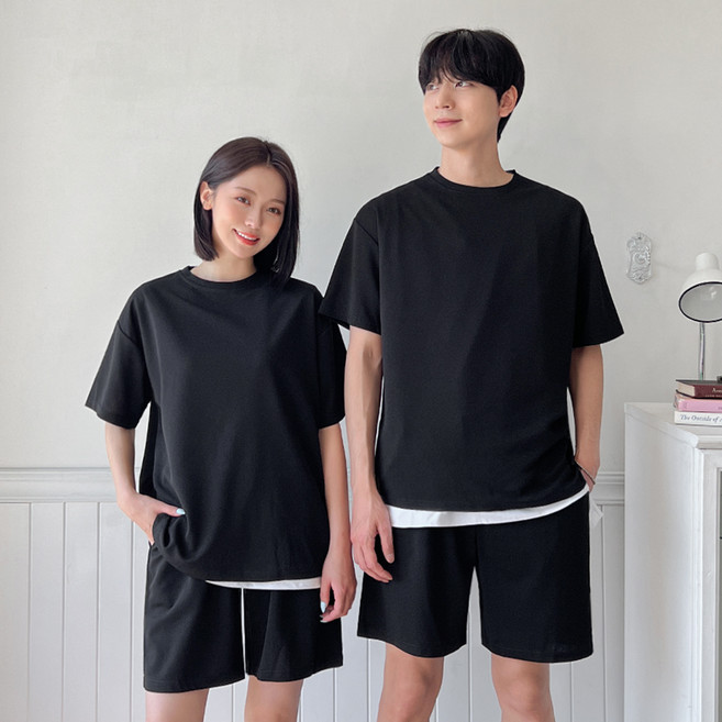 AnotherD 男女通用 防皺免燙 波浪壓紋 短袖 短褲 運動服套裝