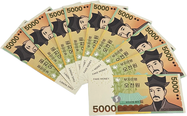 바리코 페이크 머니 오천원권, 혼합색상, 50개