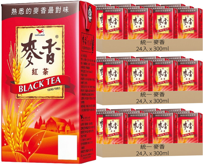 統一 麥香 紅茶, 300ml, 72入