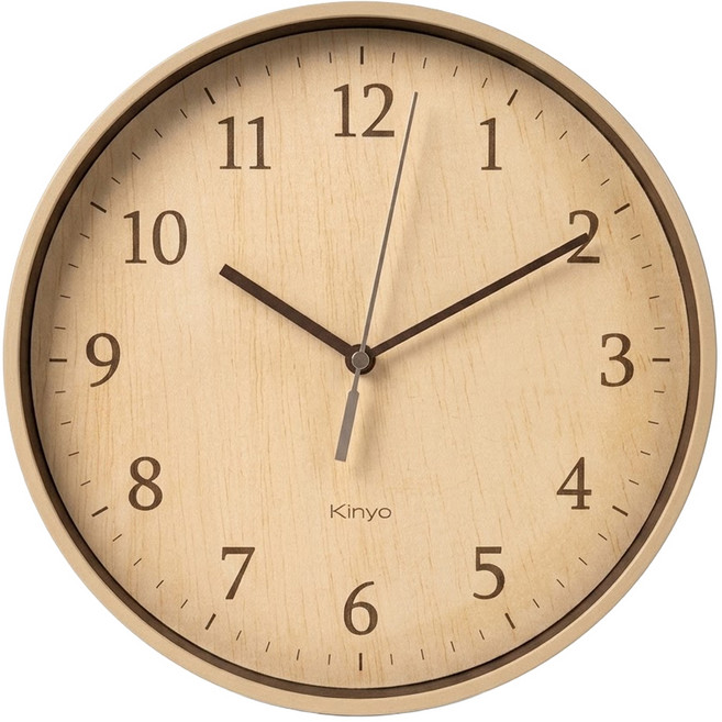 Kinyo 9吋自然風木紋掛鐘 CL-155, 水洗 淺黃色
