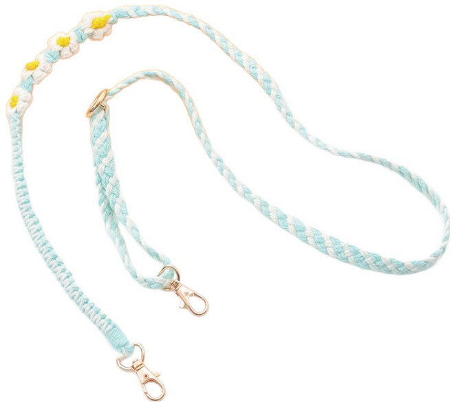 花邊手機掛繩 Y644 淡藍白 全長130公分 棉繩材質, 1個