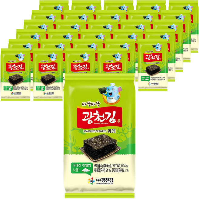 광천김 바삭바삭 파래김, 4g, 32개