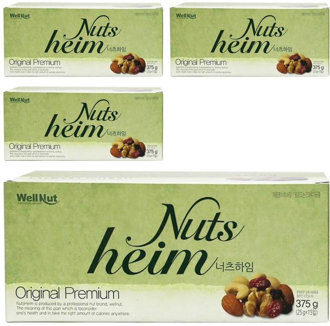 웰넛 자연두레 너츠하임 오리지널 견과류, 375g, 4개