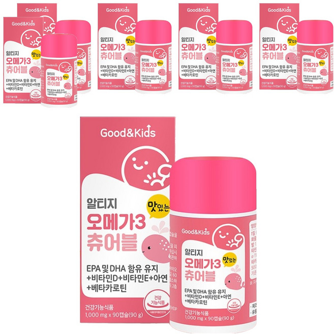 굿앤키즈 맛있는 오메가3 츄어블, 90정, 6개
