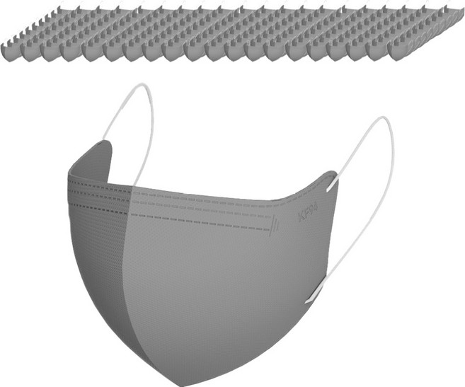 가드데이 KF94 새부리형 황사방역 컬러 마스크 대형, 그레이, 2개, 100매입