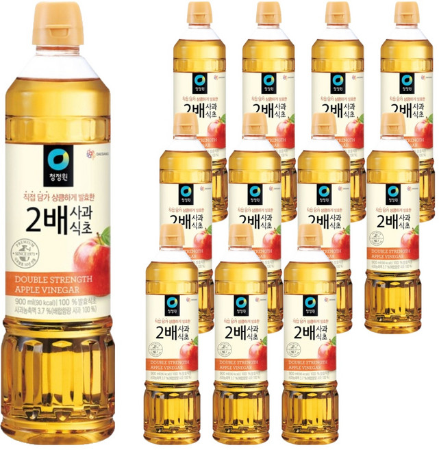 청정원 2배 사과식초, 900ml, 12개
