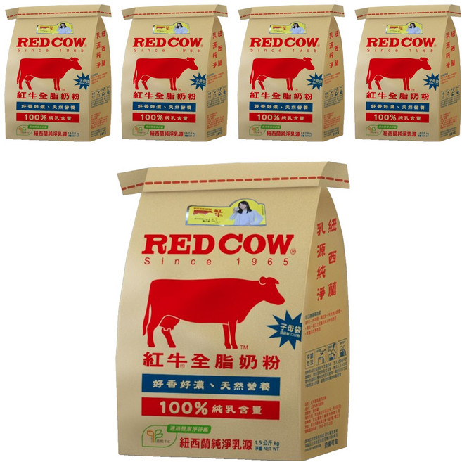 RED COW 紅牛 全脂奶粉, 5包, 1.5kg
