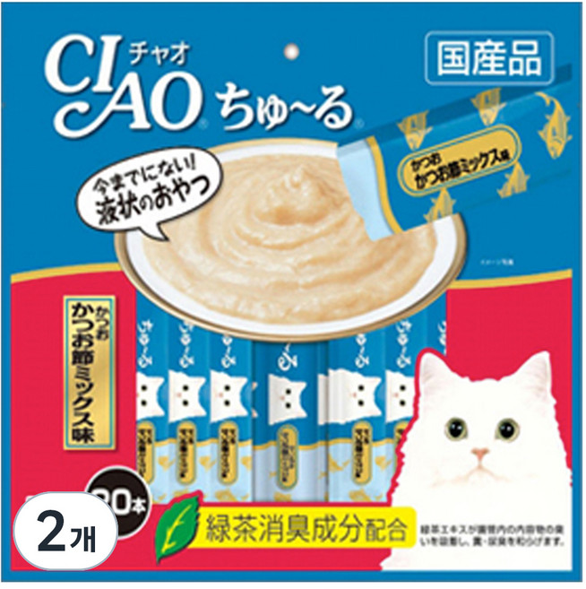챠오츄르 고양이 짜먹는 간식, 혼합맛(가다랑어/가츠오부시), 14g, 40개