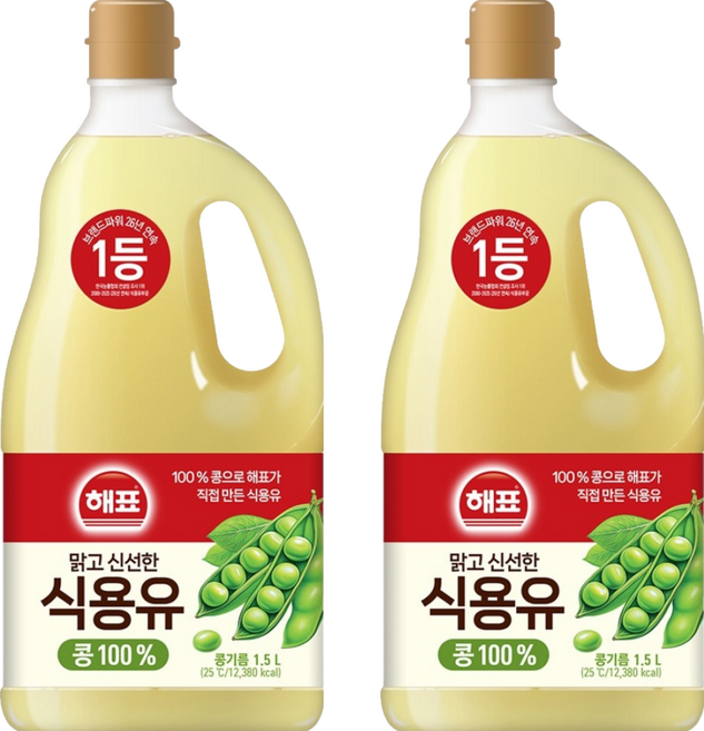 사조 해표 콩기름 식용유, 1.5L, 2개