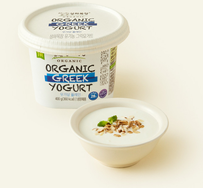 상하목장 유기농 인증 무가당 그릭요거트 플레인, 400g, 1개