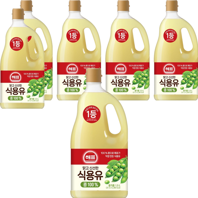 사조 해표 콩기름 식용유, 1.5L, 6개