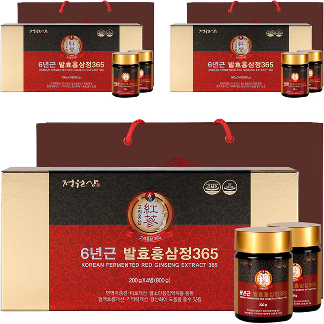 정원삼 6년근 발효홍삼정365 + 쇼핑백, 800g, 3세트
