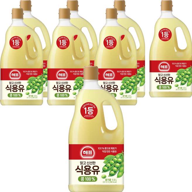 해표 콩기름 식용유, 1.5L, 8개