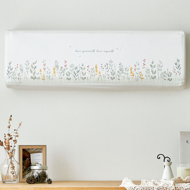 데코원 델리아 삼중직 스판 벽걸이 에어컨커버, 그린