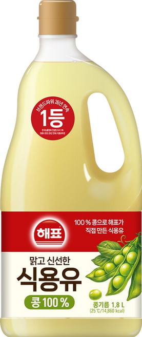 사조 해표 콩기름 식용유, 1.8L, 1개