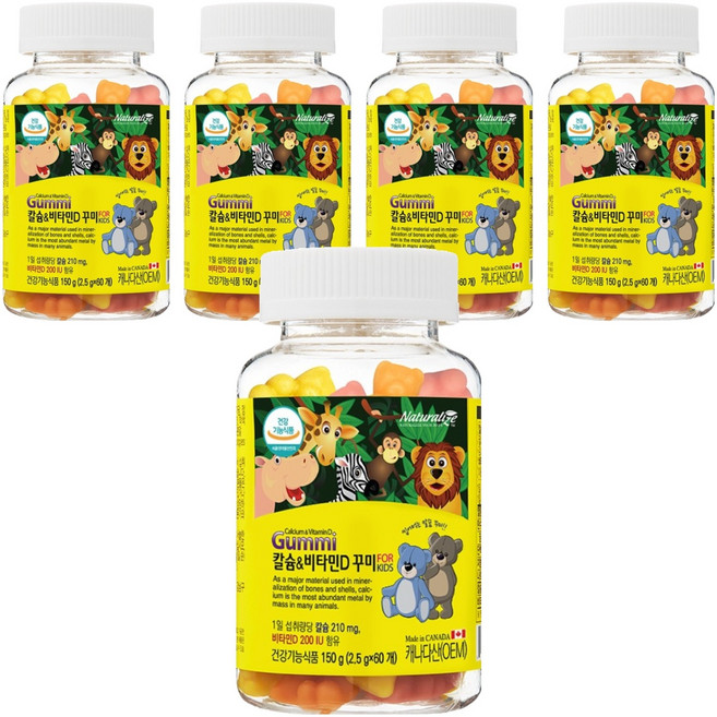네추럴라이즈 칼슘 앤 비타민D 꾸미, 60정, 5개