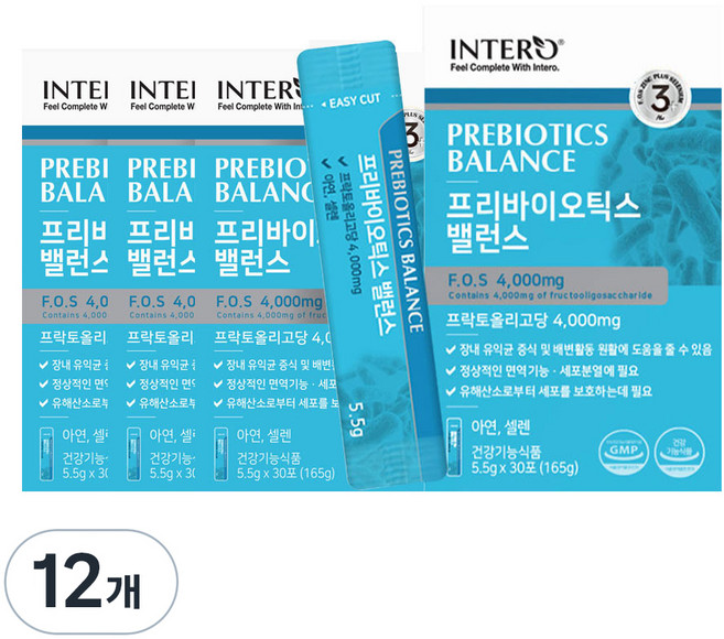 인테로 프리바이오틱스 FOS 프락토올리고당, 165g, 12개