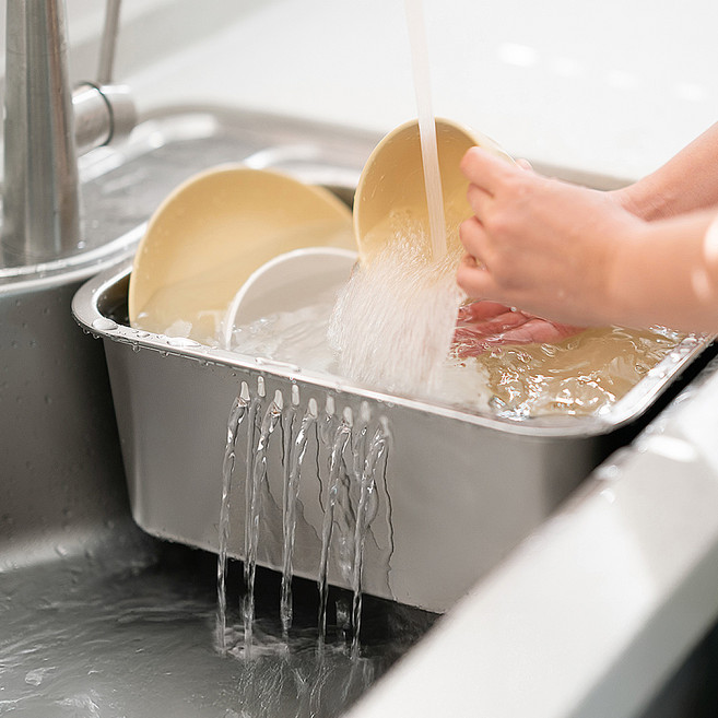 가쯔 대용량 올스텐 사각 물빠짐 싱크대 설거지통 10L, 1개