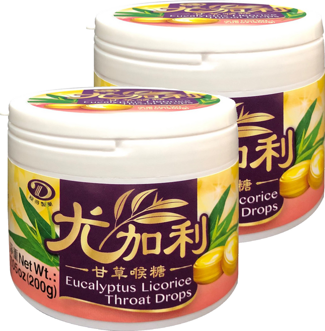 綠得製菓 尤加利甘草喉糖, 200g, 2罐
