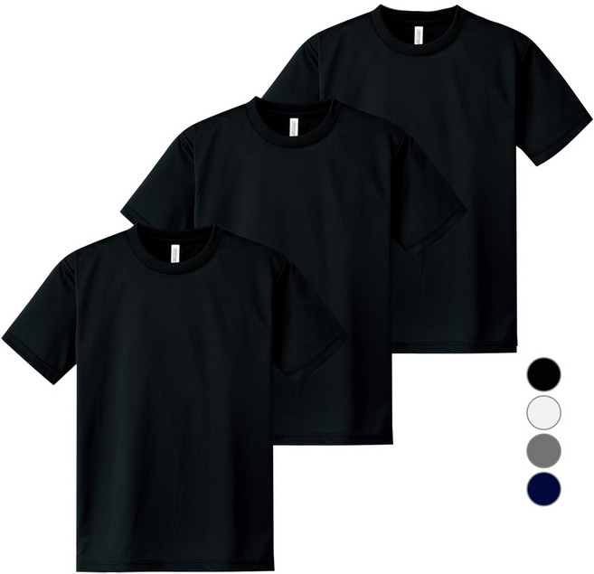 글리머 남녀공용 냉감 통기성 기능성 드라이쿨 라운드 반팔티셔츠 3p