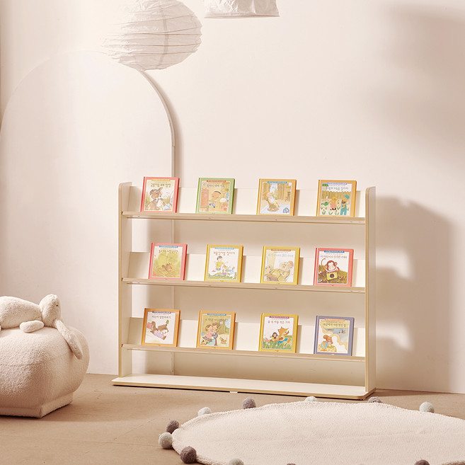 소르니아 아동용 토니 1200 틸팅 전면 책장, 아이보리, 4단
