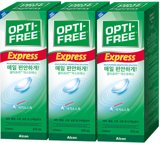 옵티프리 익스프레스 렌즈 세정액, 470ml, 3개