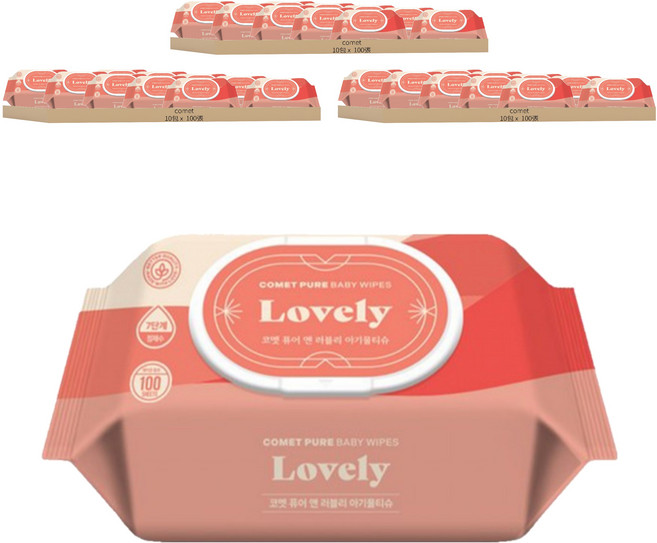 comet Pure Lovely系列 嬰幼兒濕紙巾 掀蓋式 加厚型, 100張, 30包