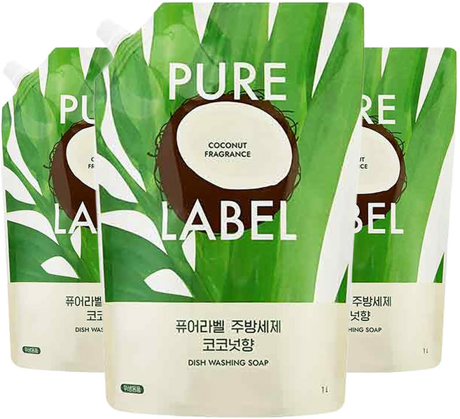 퓨어라벨 주방세제 코코넛향 리필, 3개, 1L