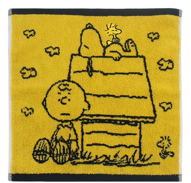 MORINO 摩力諾 SNOOPY 撞色緹花小手巾 經典款, 黃黑, 1條