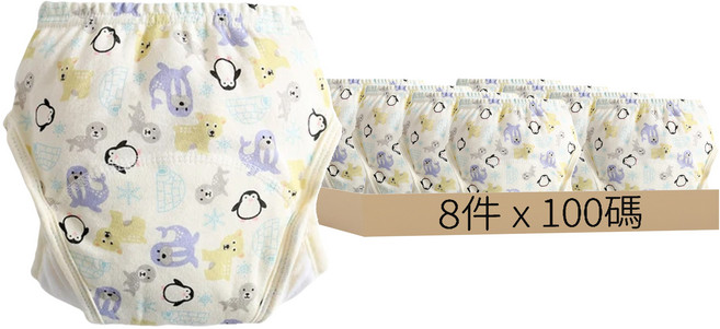 愛北鼻 加厚6層學習褲 尿布褲 建議8-12kg, 企鵝海豹, 4件