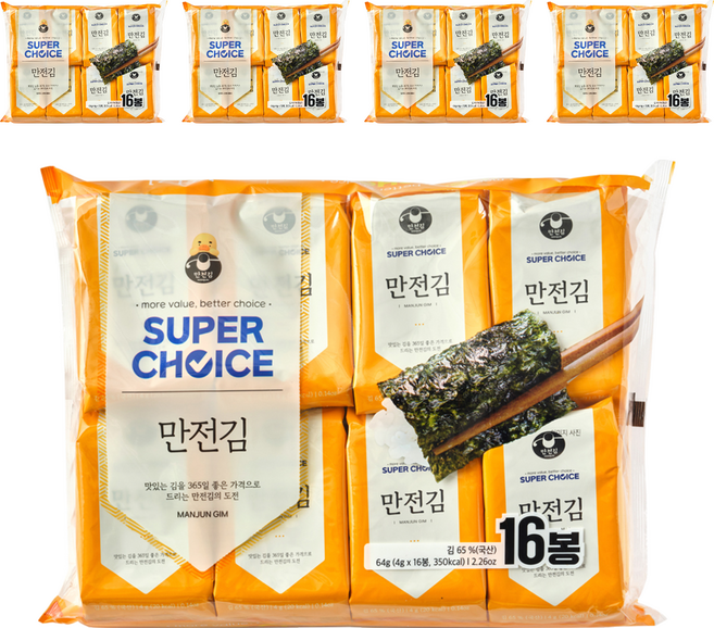 만전김 슈퍼초이스 도시락김, 4g, 80개