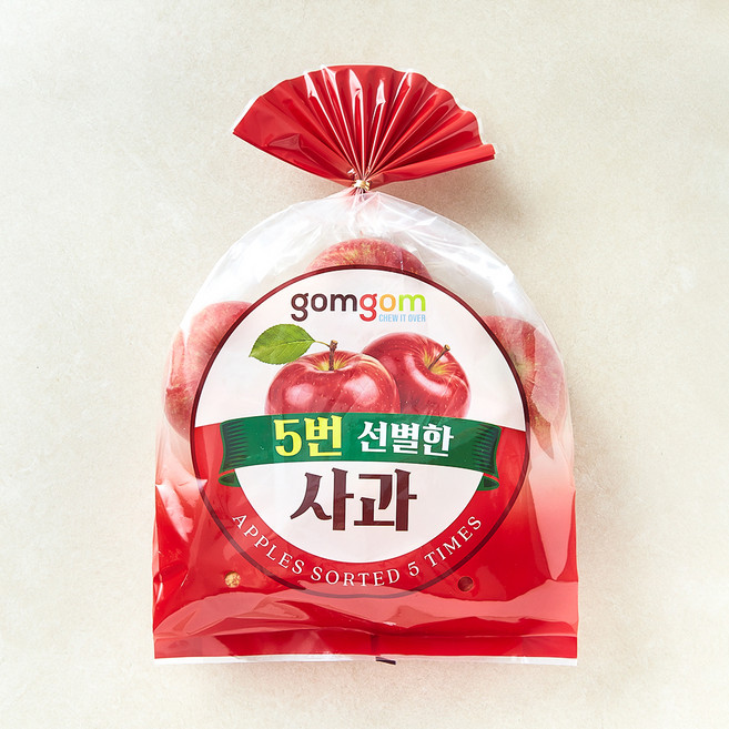 곰곰 5번 선별한 맛있는 사과, 1개, 1.5kg(중과, 5~7입)