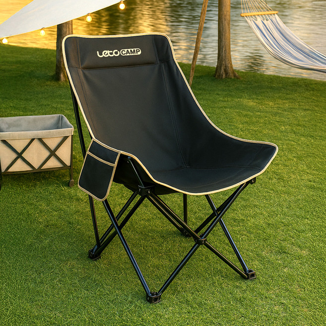 레토 경량 접이식 와이드 롱 컴포트 캠핑의자 LCP-CL06, 블랙, 1개