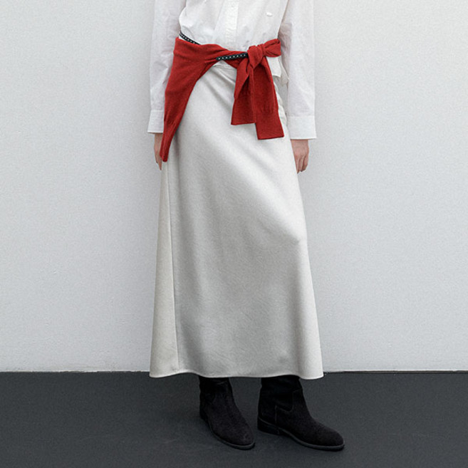 아틀리에나인 여성용 실키 새틴 맥시 스커트 SK-5048