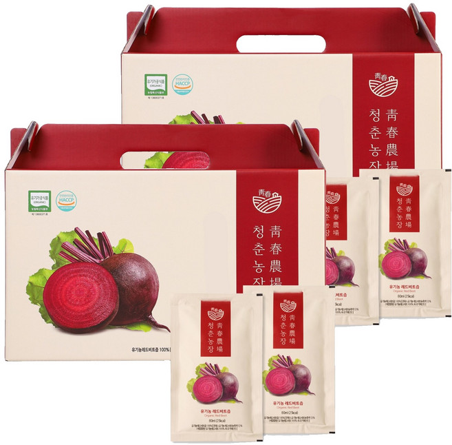 청춘농장 유기농 레드비트즙, 2.4L, 2개