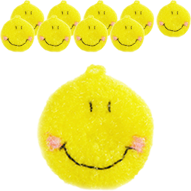 젊은이마켓 스마일 아크릴 수세미, 10개입, 1개