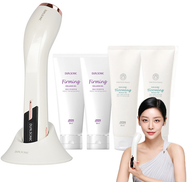 듀얼소닉 맥시멈 고주파미용기기 + 블루밍 모이스처 젤 + 퍼밍 콜라겐 젤 세트, JOMT-AH-11A(맥시멈), 화이트