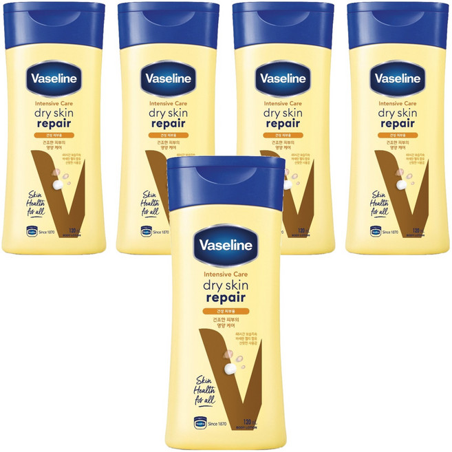 바세린 인텐시브 케어 드라이 스킨 리페어 바디로션, 120ml, 5개