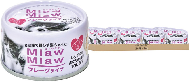 MIAWMIAW 妙喵 片狀貓罐頭, 鮪魚 + 刎仔, 70g, 24罐