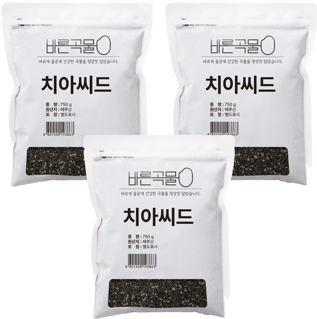 바른곡물 치아씨드, 750g, 3개