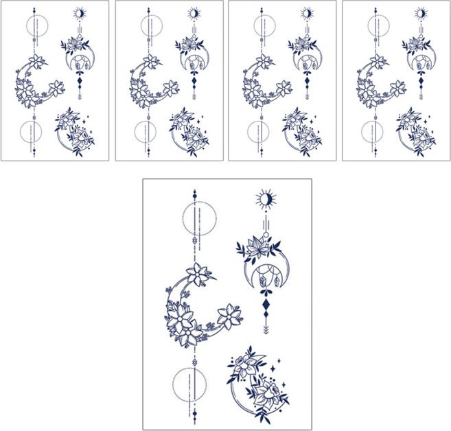 理享家 草本半永久防水紋身刺青貼紙 多款圖案可選 105x60mm 輕鬆展現個人風格, uh-004, 5張