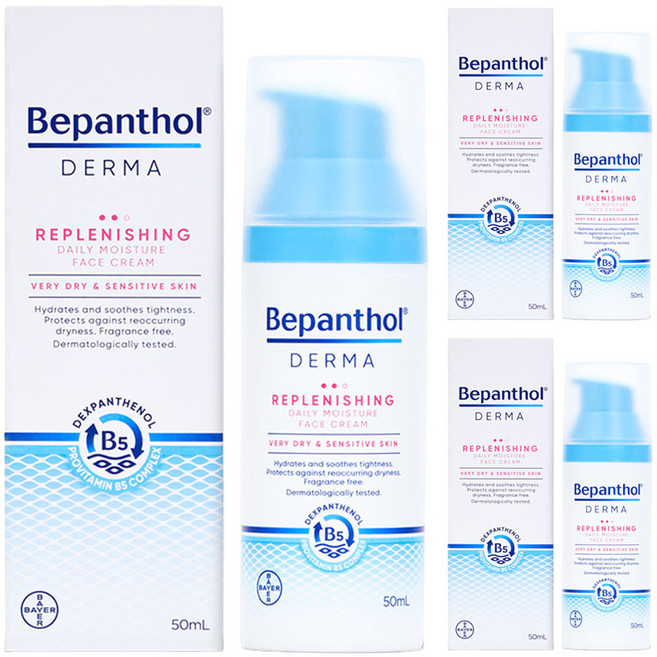 바이엘 비판톨 더마 리플레니싱 데일리 모이스처 페이스 크림, 50ml, 3개