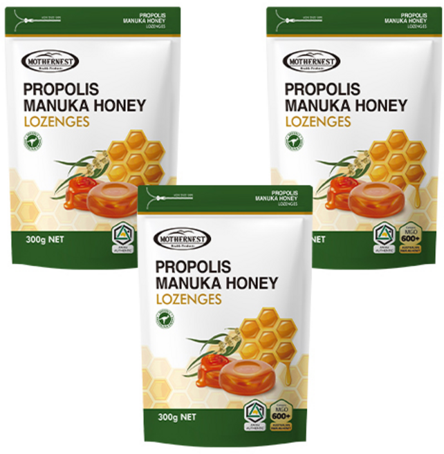 마더네스트 프로폴리스 마누카 허니 MGO600 플러스 로젠지스 캔디, 300g, 3개