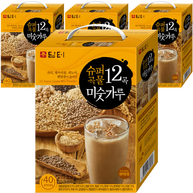 담터 슈퍼 곡물 12곡 미숫가루, 800g, 4개