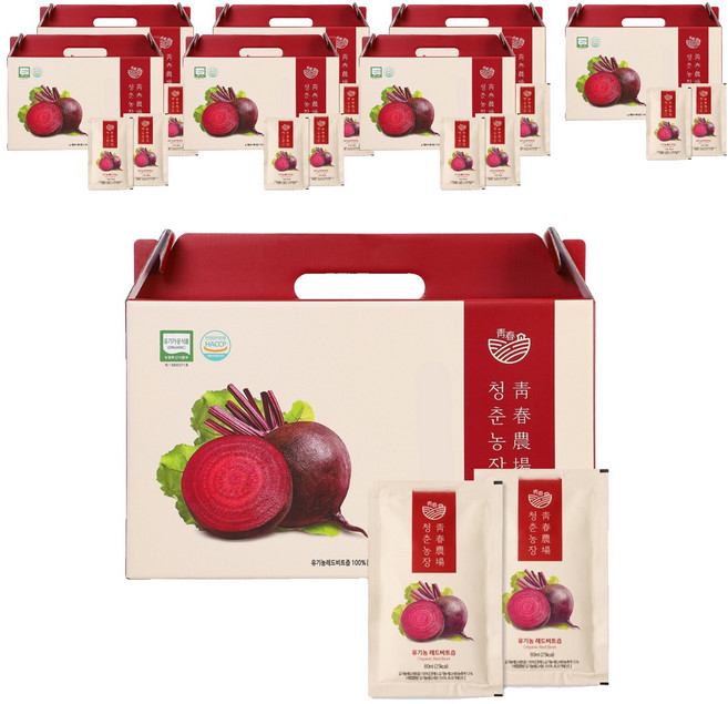 청춘농장 유기농 레드비트즙, 2.4L, 8개