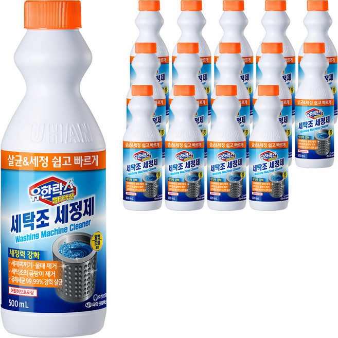 유한락스 멀티액션 세탁조 세정제, 500ml, 15개