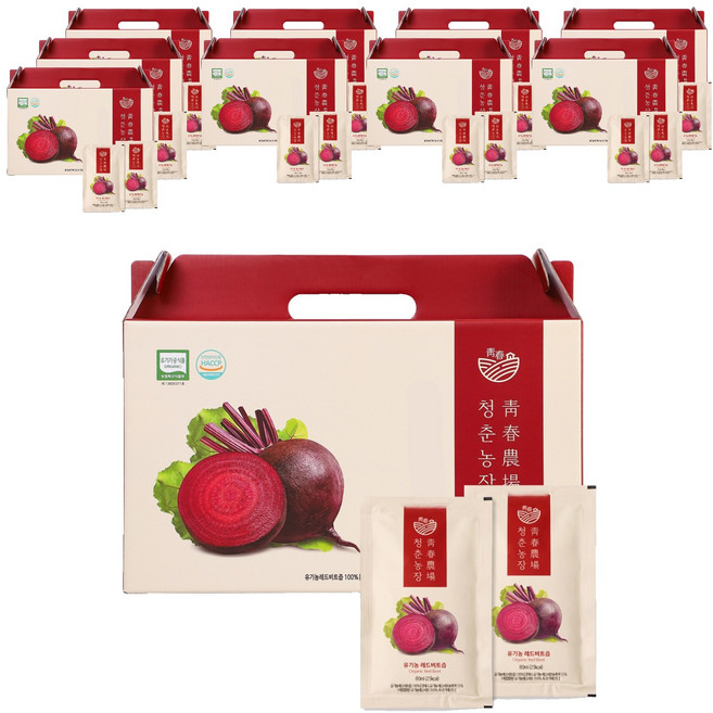 청춘농장 유기농 레드비트즙, 2.4L, 10개