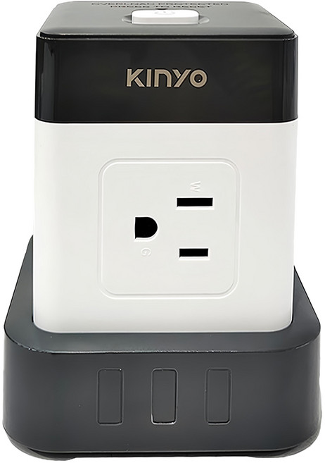 Kinyo 1開4插立方延長線 3孔 83 x 83 x 102mm 380g, 1.2m, 白色 + 黑色, 1條