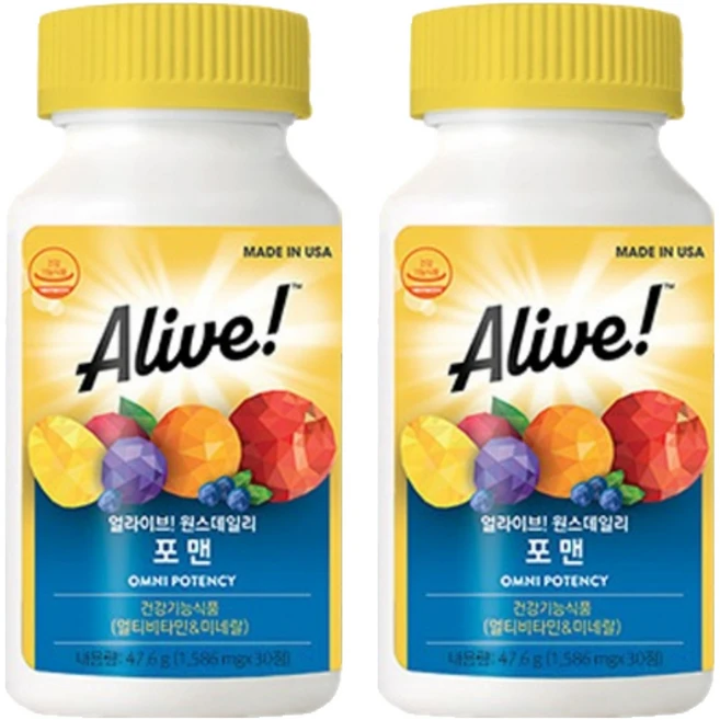 얼라이브 원스데일리 포맨 멀티비타민, 30정, 2개 - 쿠팡