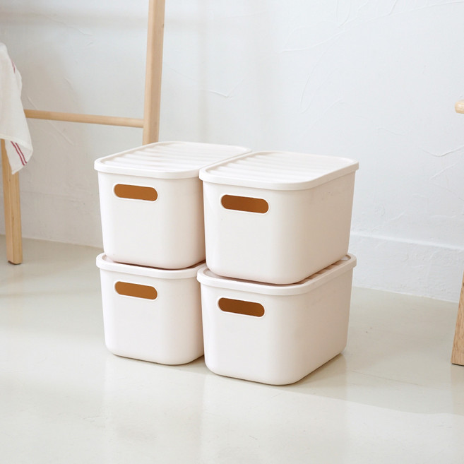 보노하우스 팬트리 정리 리빙박스, 크림, 4개